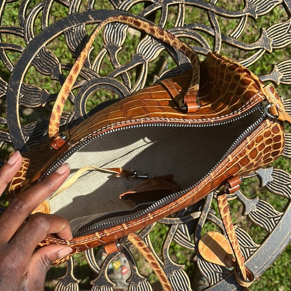 Dooney & Bourke Brown Crocodile Embossed Shoulder Bag - Picture 8 of 11